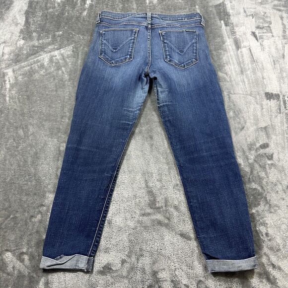 Hudson Jeans Womens 28 Blue Dark Wash Slim Straight Stretch Raw Hem RN 107906‎ - Picture 6 of 13